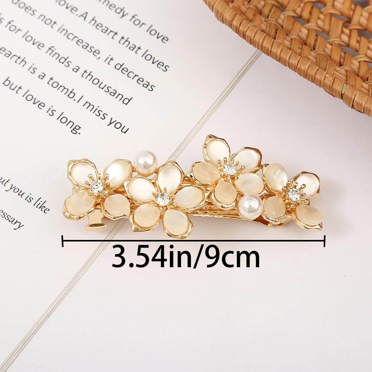 3 PCS Flower Hair Clips for Women Vintage Rhinestone Opal Hair Barrettes Flower Hairpin French Crystal Flower Hairpin Hair Accessories Hair Decorations