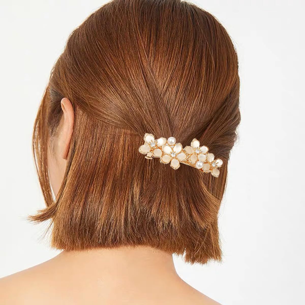3 PCS Flower Hair Clips for Women Vintage Rhinestone Opal Hair Barrettes Flower Hairpin French Crystal Flower Hairpin Hair Accessories Hair Decorations