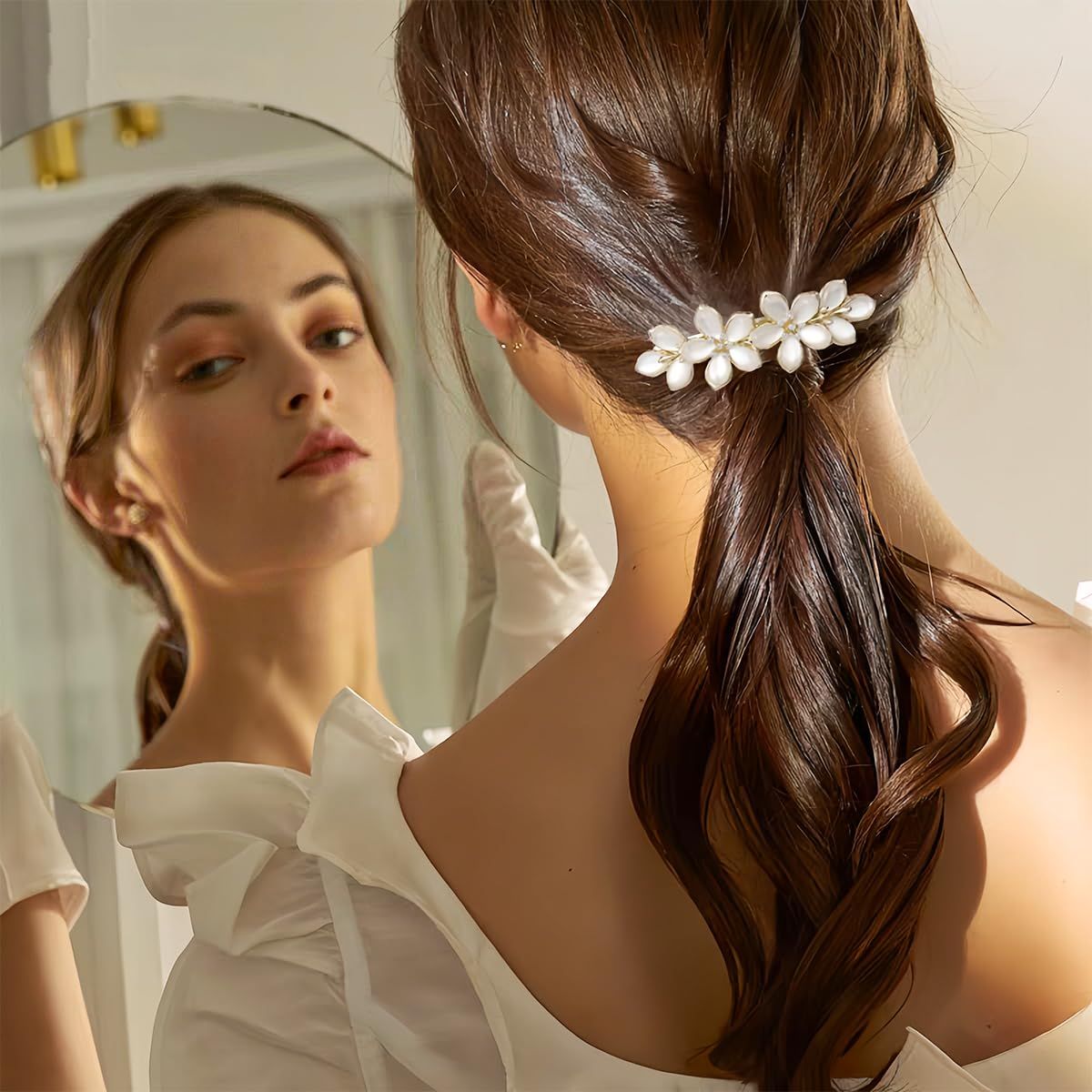 3 PCS Flower Hair Clips for Women Vintage Rhinestone Opal Hair Barrettes Flower Hairpin French Crystal Flower Hairpin Hair Accessories Hair Decorations