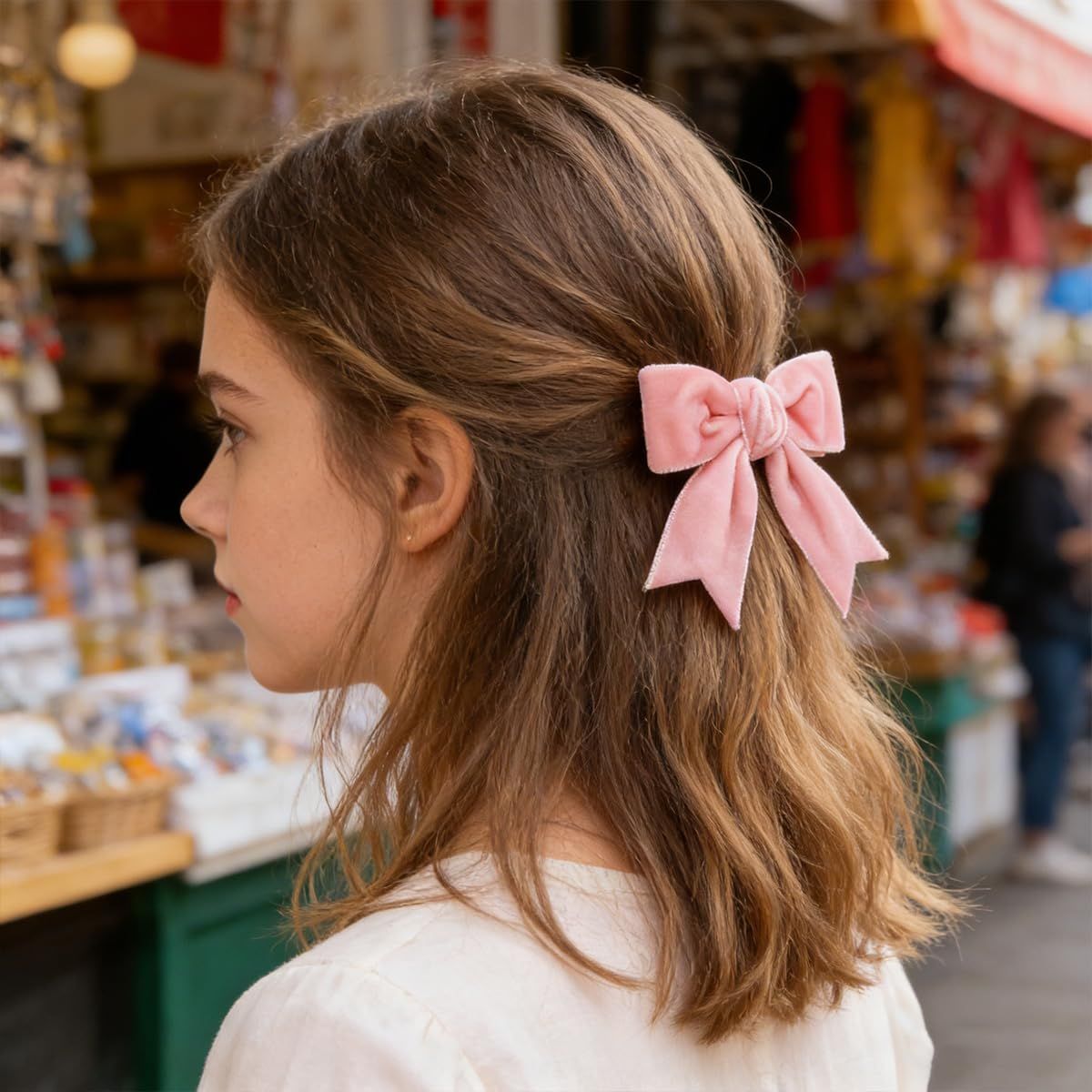 Ordeonrus 8 Pcs Velvet Bows Hair Clip Velvet Hair Bows Hair Ribbon Clips Solid Color Alligator Hairpins for Women Girls Fall Winter Holiday Party Dress Decor Hair Accessory