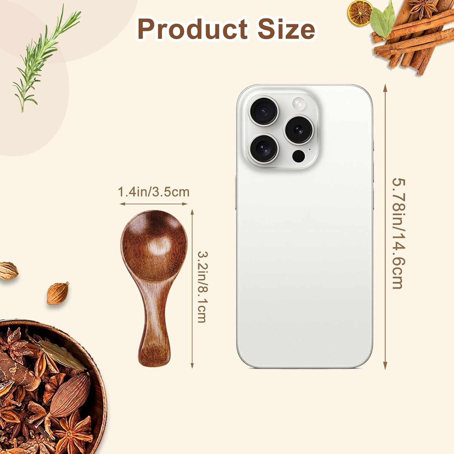 6pcs Small Wooden Spoons, 3.2inch Small Wooden Spoons for Honey, Brown Mini Wood Teaspoons for Tiny Eating Ice Cream Jars Spice Condiments Tea Bath Salt Coffee Sugar Jam Mustard Seasoning