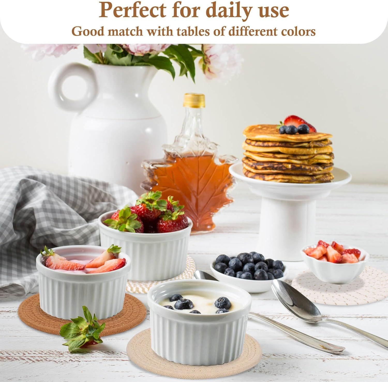 7" Trivets for Hot Dishes, Hot pots and Pans, 4 Heat Resistant Hot Pads, Pot Holders for Kitchen, Home Essentials for New Home and Farmhouse Decor, Fall Decorations for Home Brown