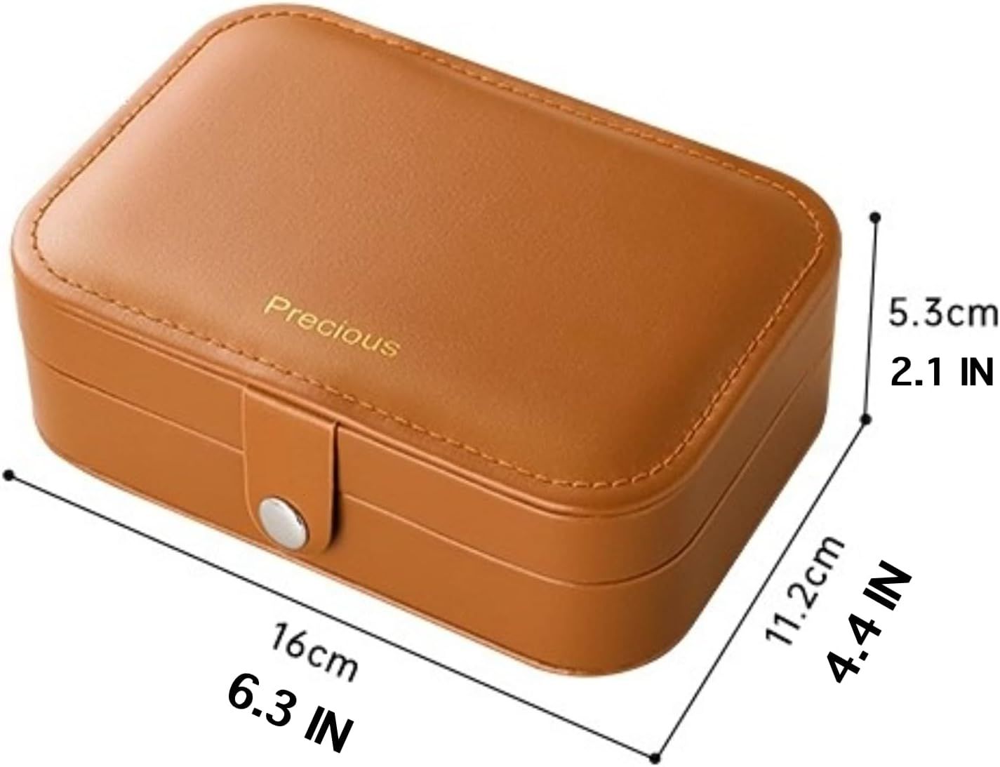 Travel Jewelry Box with 3 Layers for Earrings Studs Rings Necklaces, Portable Compact Jewelry Organizer Storage Case Brown