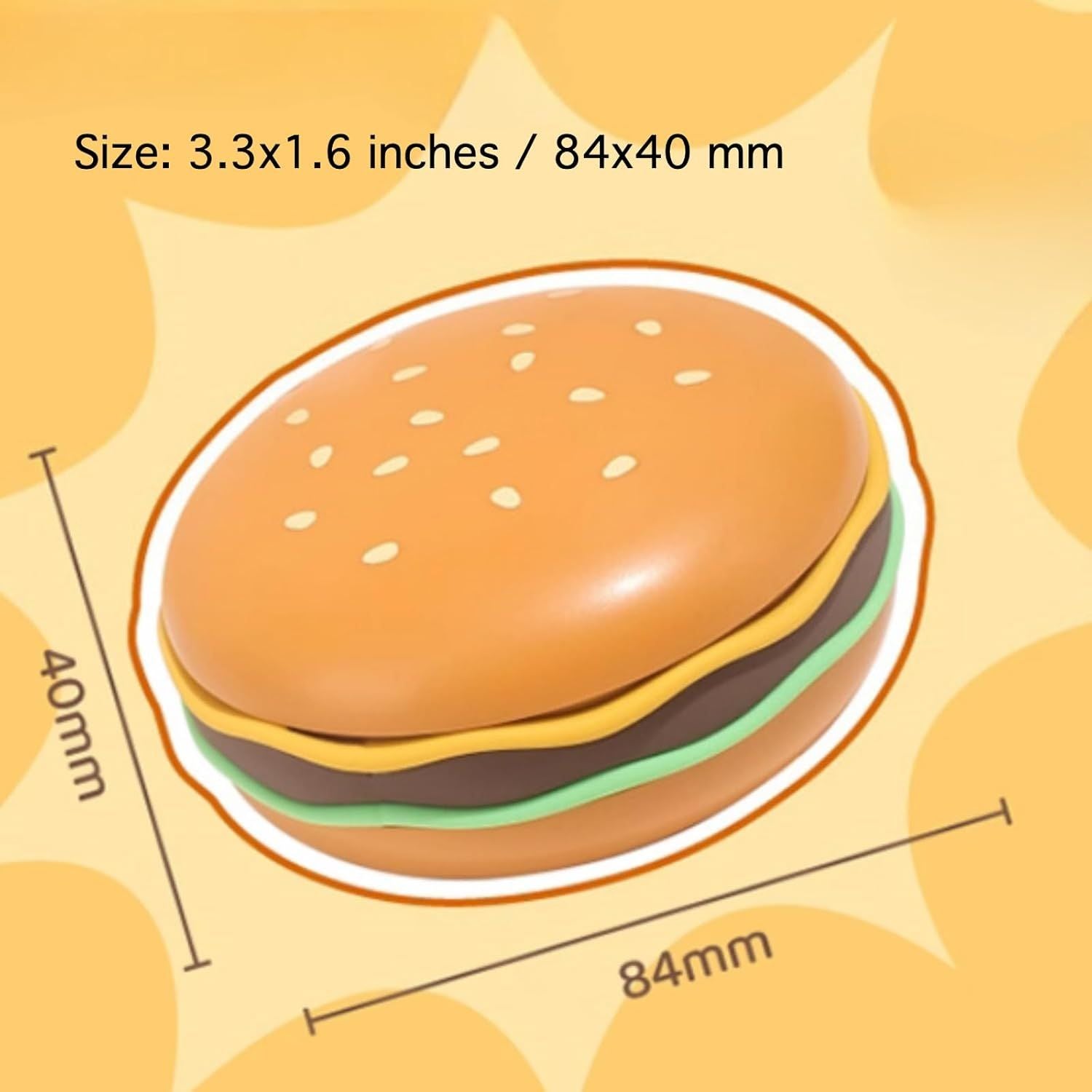 Hamburger Shaped Pill Case, Portable 6 Compartment Mini Pill Organizer with Sealable Lids for Medicine Vitamin Storage Hamburger Pill Box 6-Grid