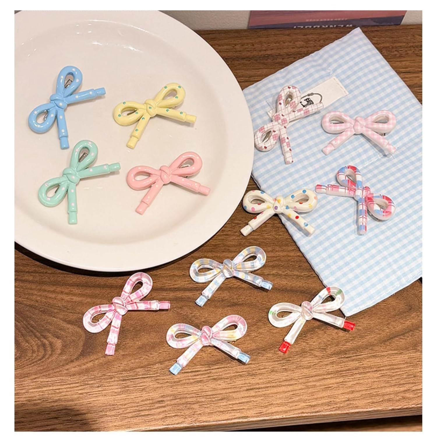 4-8 Pcs Cute Bow Hair Clips for Girl Children Women, 2-Inch Side Bangs Hairpins Fringe Duck Bill Hair Accessories 8 pcs bow A