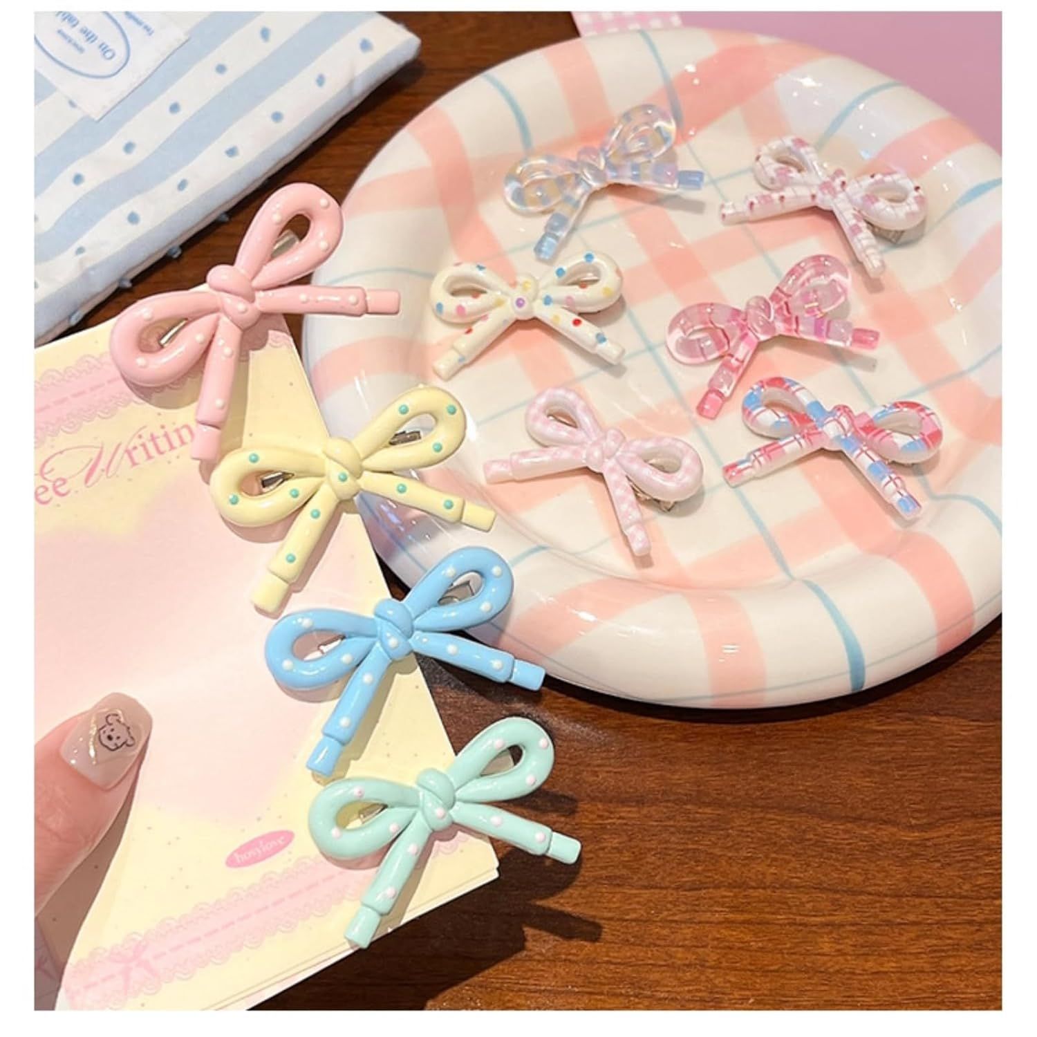 4-8 Pcs Cute Bow Hair Clips for Girl Children Women, 2-Inch Side Bangs Hairpins Fringe Duck Bill Hair Accessories 8 pcs bow A