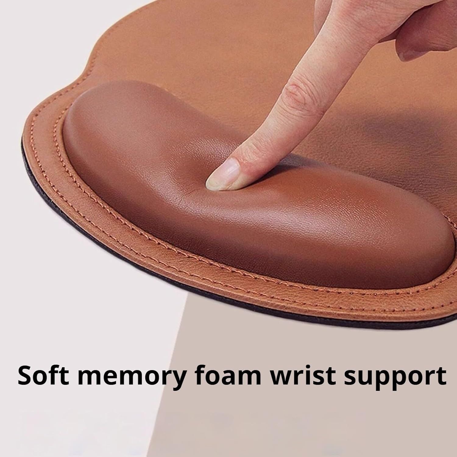 Leather Mouse Pad with Wrist Rest Support Ergonomic Office Computer Keyboard Hand Pad Non Slip Base for Desk Laptop Grey
