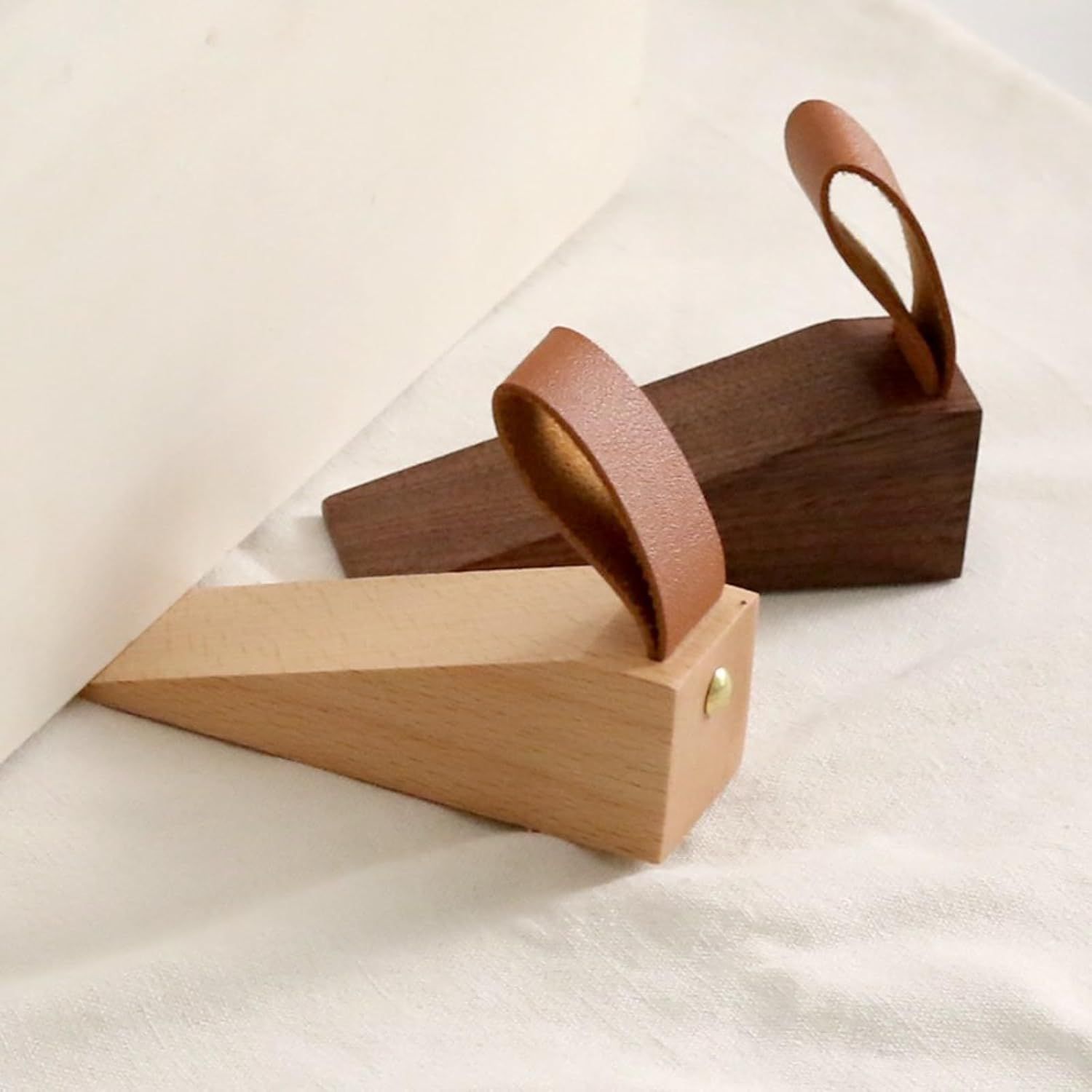 2 Pcs Walnut Door Stopper Door Jam for Floor Wedge Door Stop Hold Open Anti Slip Door Stopper for Home Office