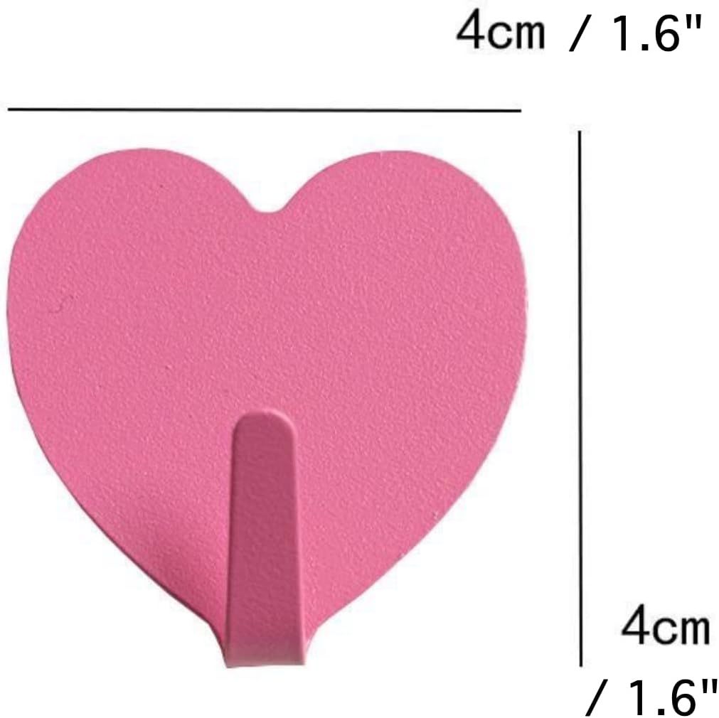 9 Pcs Heart Shaped Adhesive Wall Hooks, Cute Decorative Pink and White Self-Adhesive Hooks for Home Office Organization White Pink