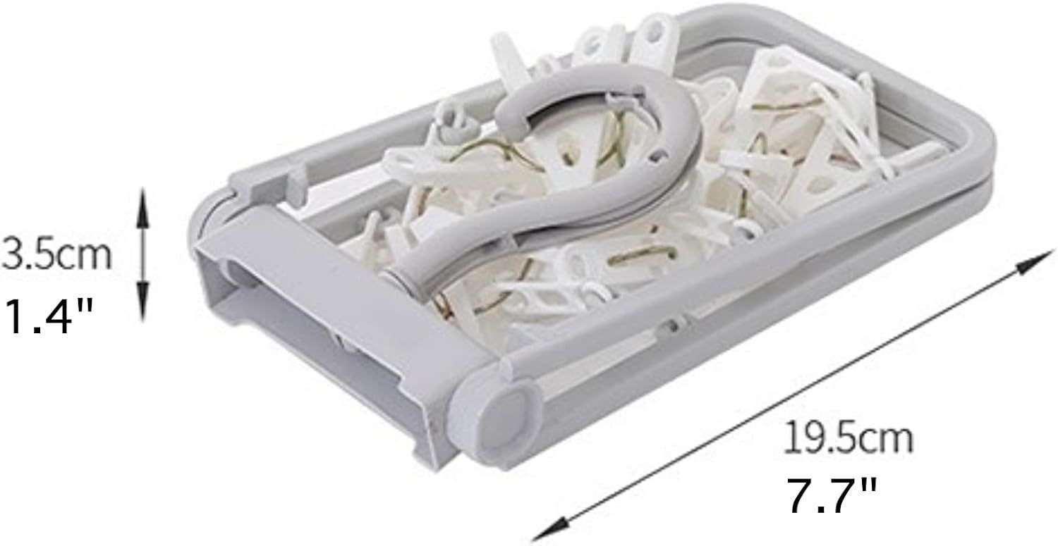 2 Pack Clothes Drying Rack with 12 Multiple Clips, Foldable Portable Travel Hanger for Socks Underwear Bras White