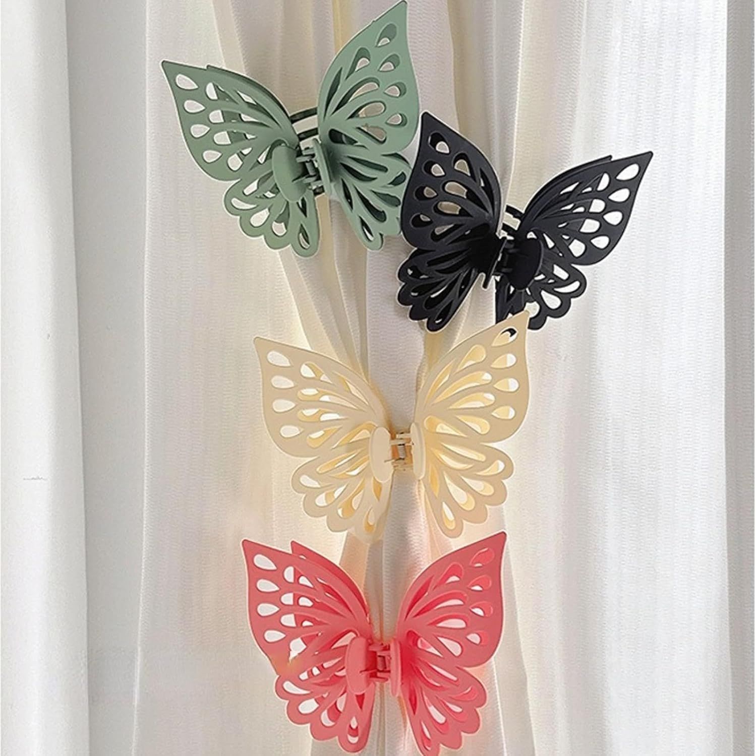 Butterfly Shape Curtain Claw Clips 2 Pack, Decorative Curtain Holder for Living Room Bedroom, Creative Drapery Tieback Green,2