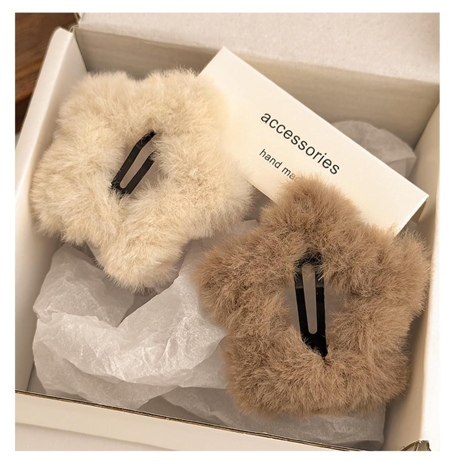 6 Pcs Plush Star Hair Clips for Women Girls, Winter Hair Accessories Fuzzy Hairpins for Bangs Side Hair Holders Mix