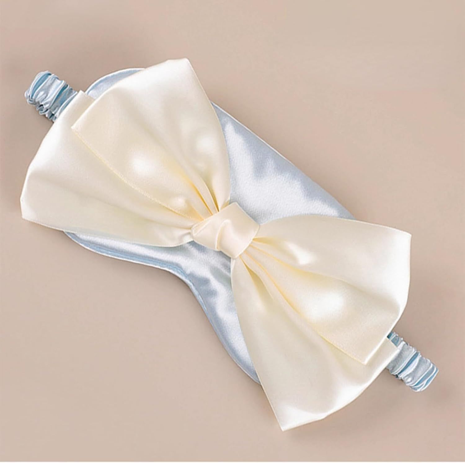 Cute Bow Satin Eye Mask for Women Girls, Breathable Cooling Nap Sleep Cover for Summer Dorm Essentials Blue