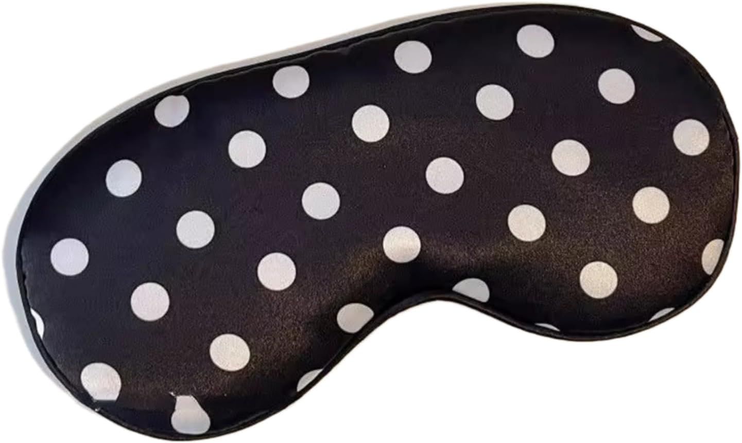 Black White Polka Dot Cooling Silky Sleep Eye Mask for Women, Nap Eye Cover for Students Office for Summer Black