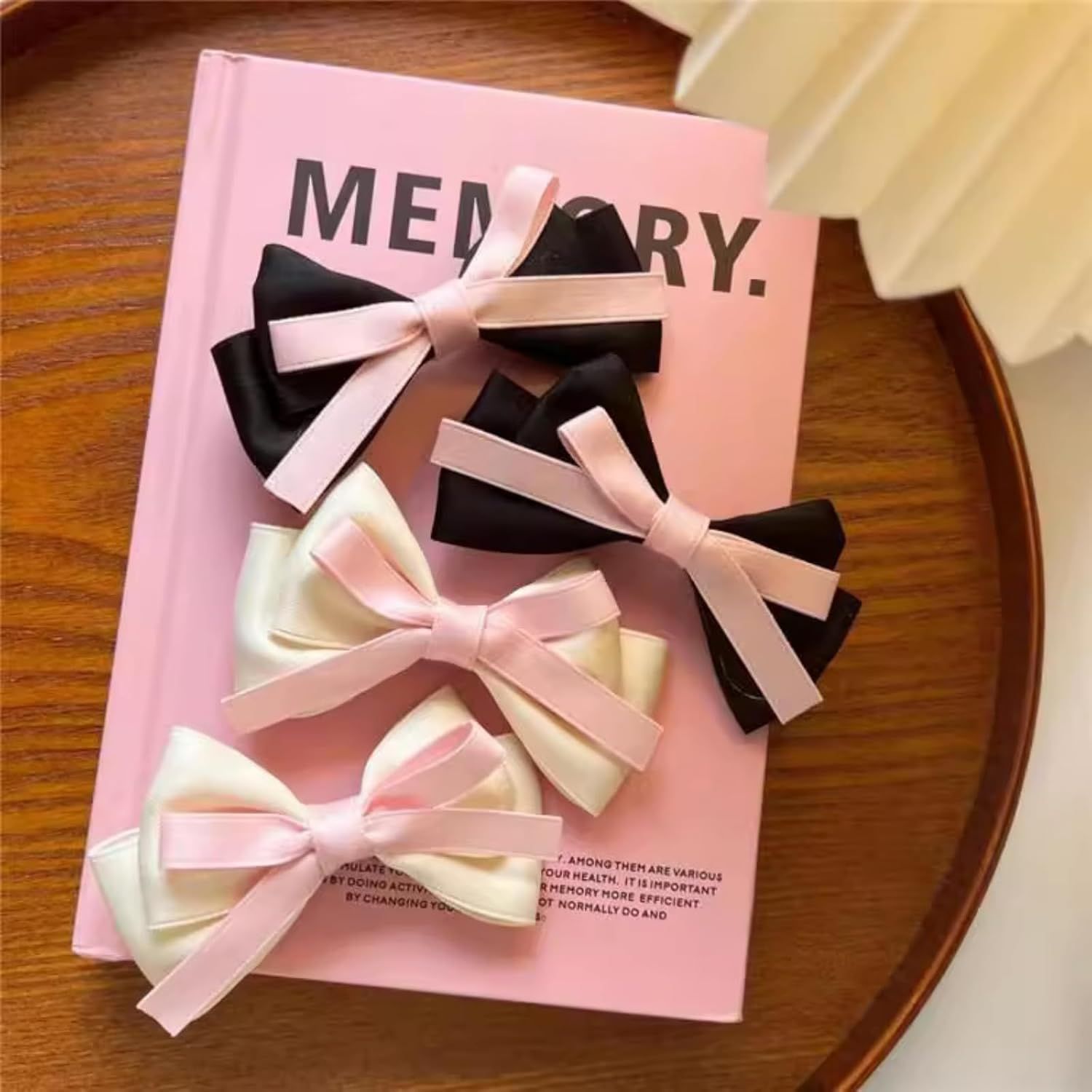 4 Pcs Cute Silky Bow Hair Clips for Girls Women, Princess Style Hair Pins Hair Accessories for Twin Tails Black White