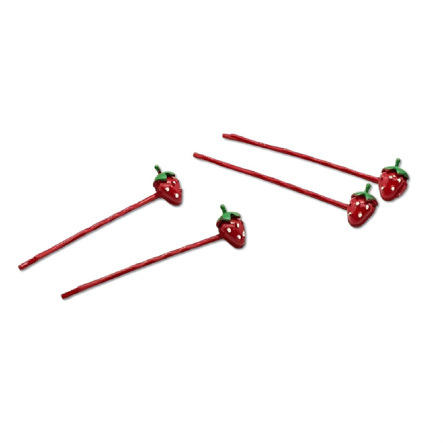 4 Pcs Cute Strawberry Hair Pins Hair Clips for Girls, Fun Headband Accessories for Kids Women Daily Wear Party Red Strawberry
