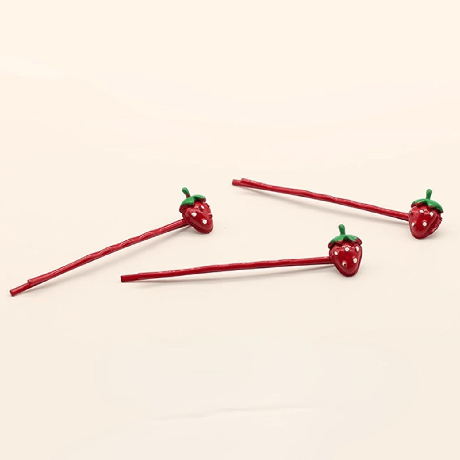 4 Pcs Cute Strawberry Hair Pins Hair Clips for Girls, Fun Headband Accessories for Kids Women Daily Wear Party Red Strawberry
