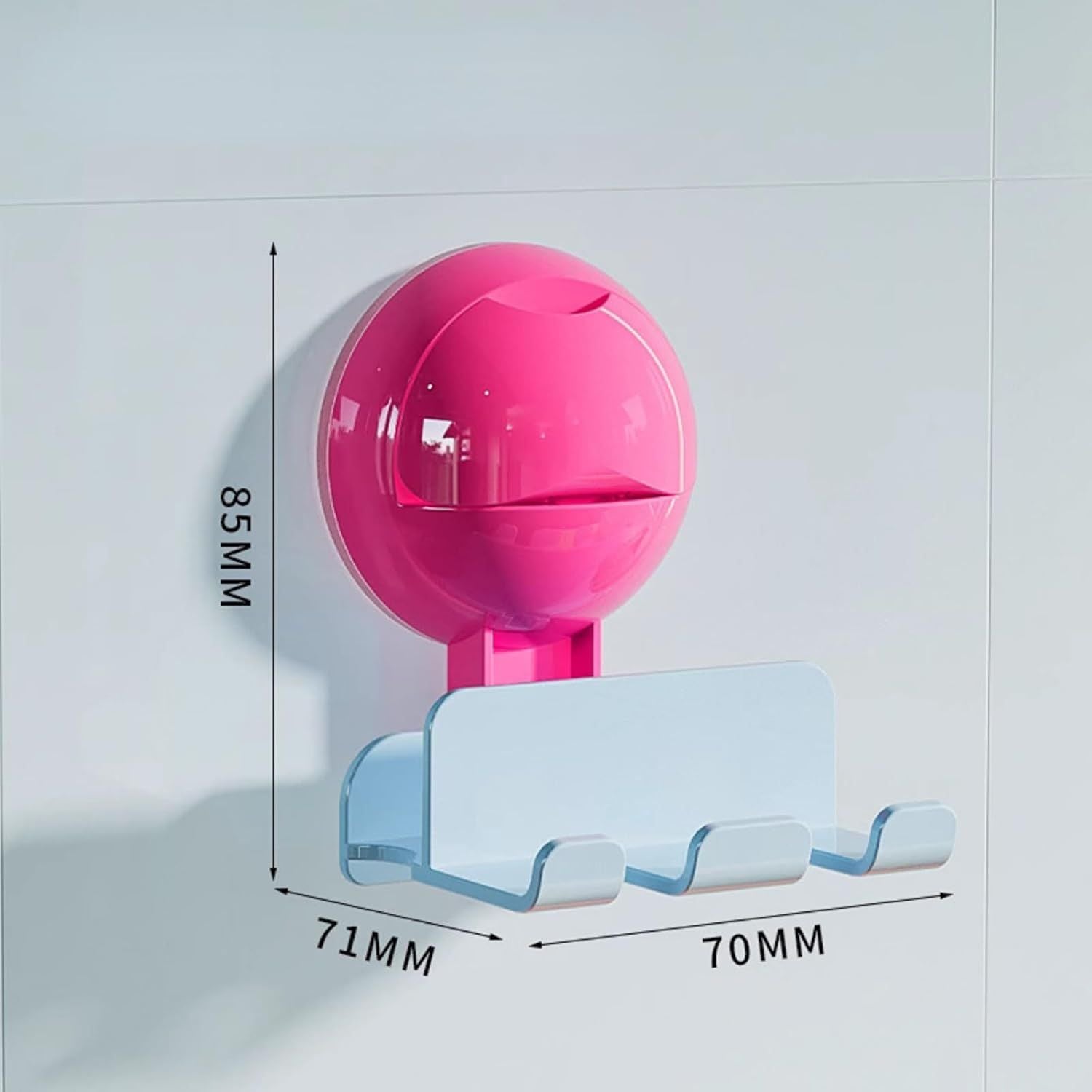 3 Pack Reusable No-Drill No-Trace Vacuum Suction Hooks, Wall-Mounted Toothbrush Holder, Storage Rack for Bathroom Blue Pink Purple