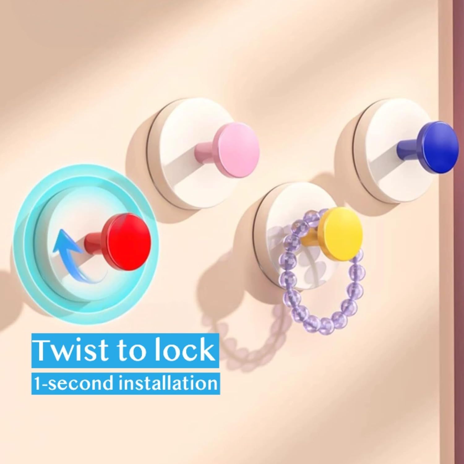 4 Pack No-Drill No-Trace Reusable Vacuum Suction Cup Hooks for Entryway, Doorway Key Holder, Hat Rack Organizer, Bathroom Hanger Round