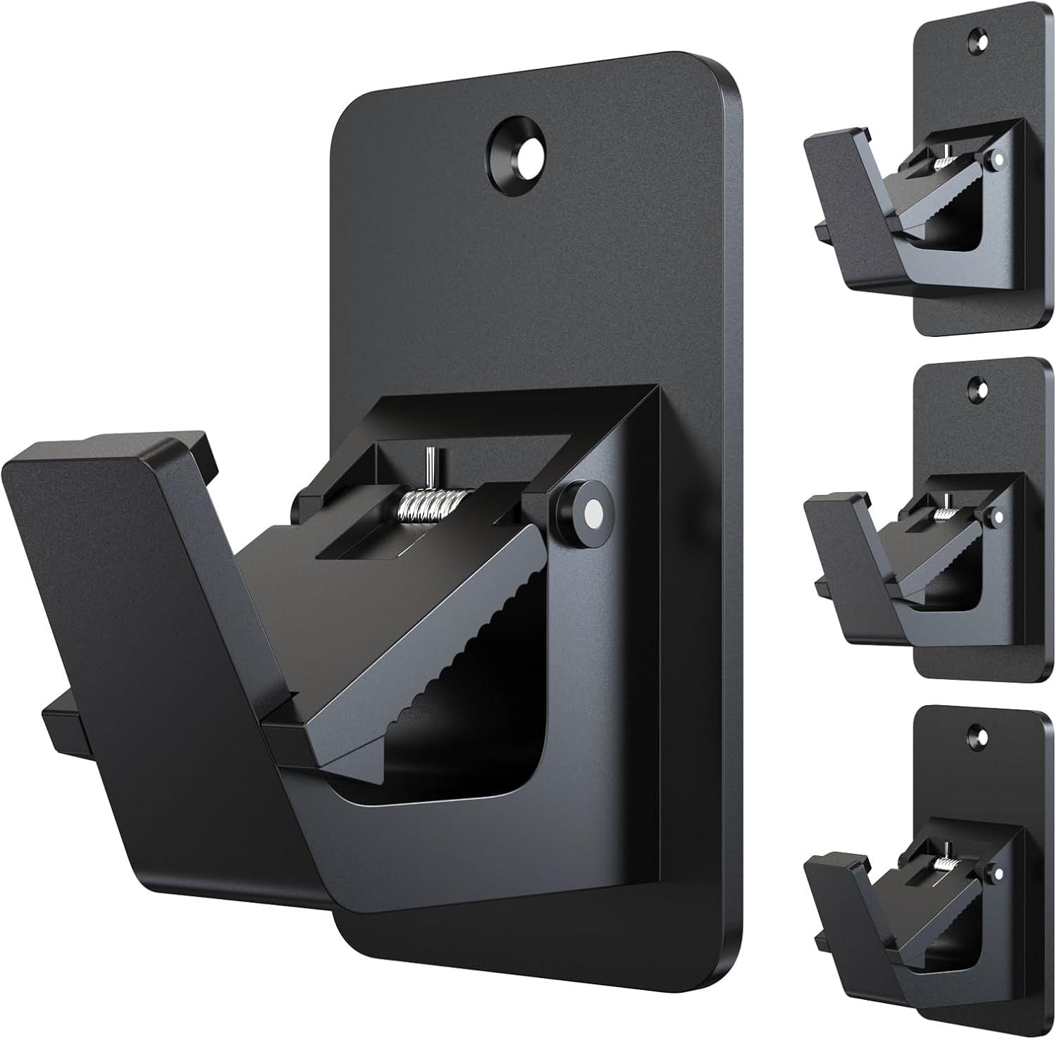 Adhesive No Drill Curtain Rod Brackets - Heavy Duty 30LB Holders for Bathroom Bedroom Kitchen, Universal Damage-Free Window Rod Hooks with Nail-Free Installation 4PC Black