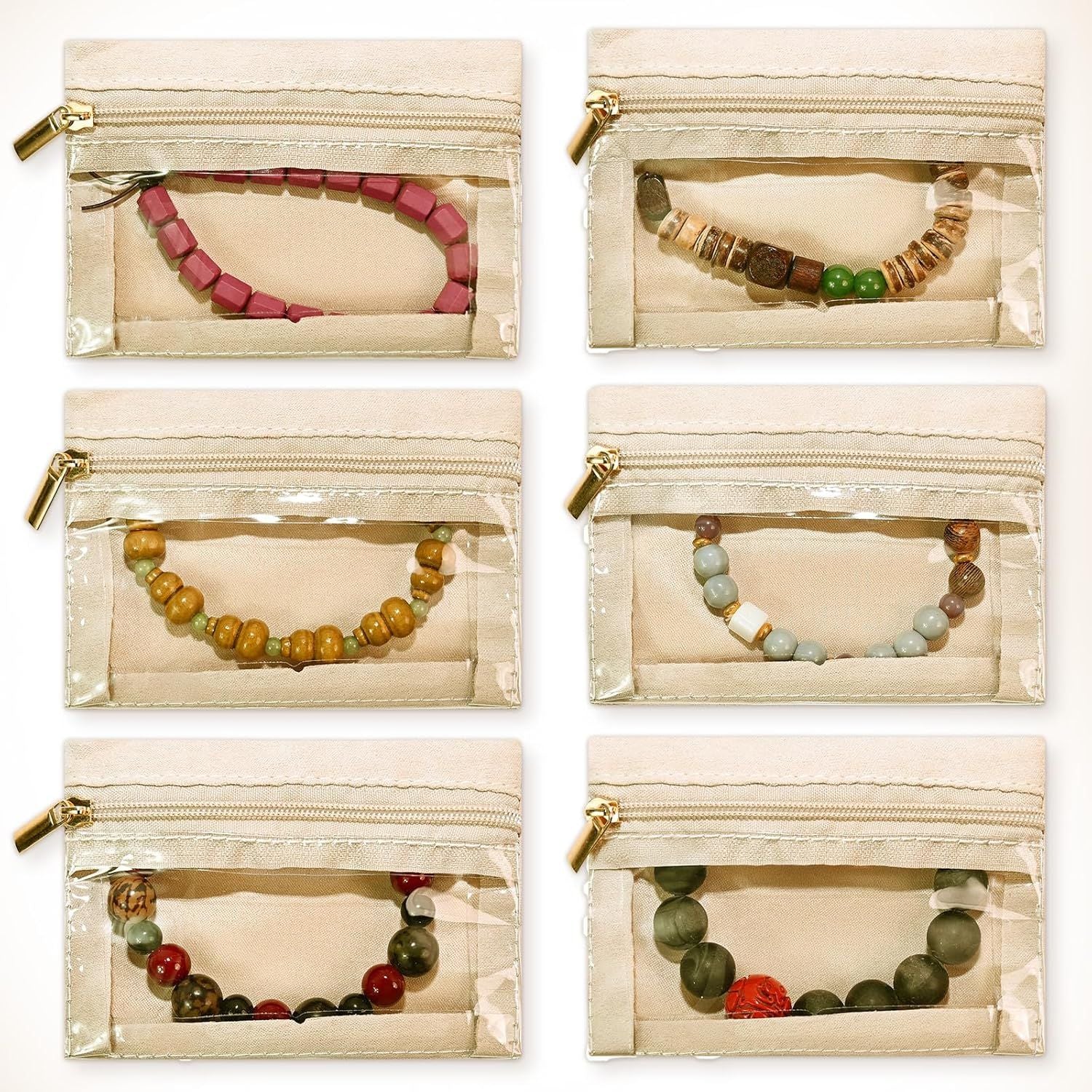 6pcs Travel Jewelry Bags,Portable Zipped Pouches Bags for Jewelries Necklaces Rings Earrings Storage