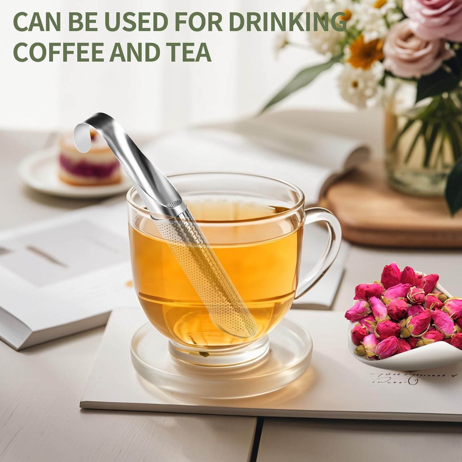 3 Pack Tea Infuser, Tea Strainer with Extra Fine Mesh for Loose Tea Leaf, Long Handle Stainless Steel Tea Strainer for Leaf Tea, Coffee, Spices, Seasonings