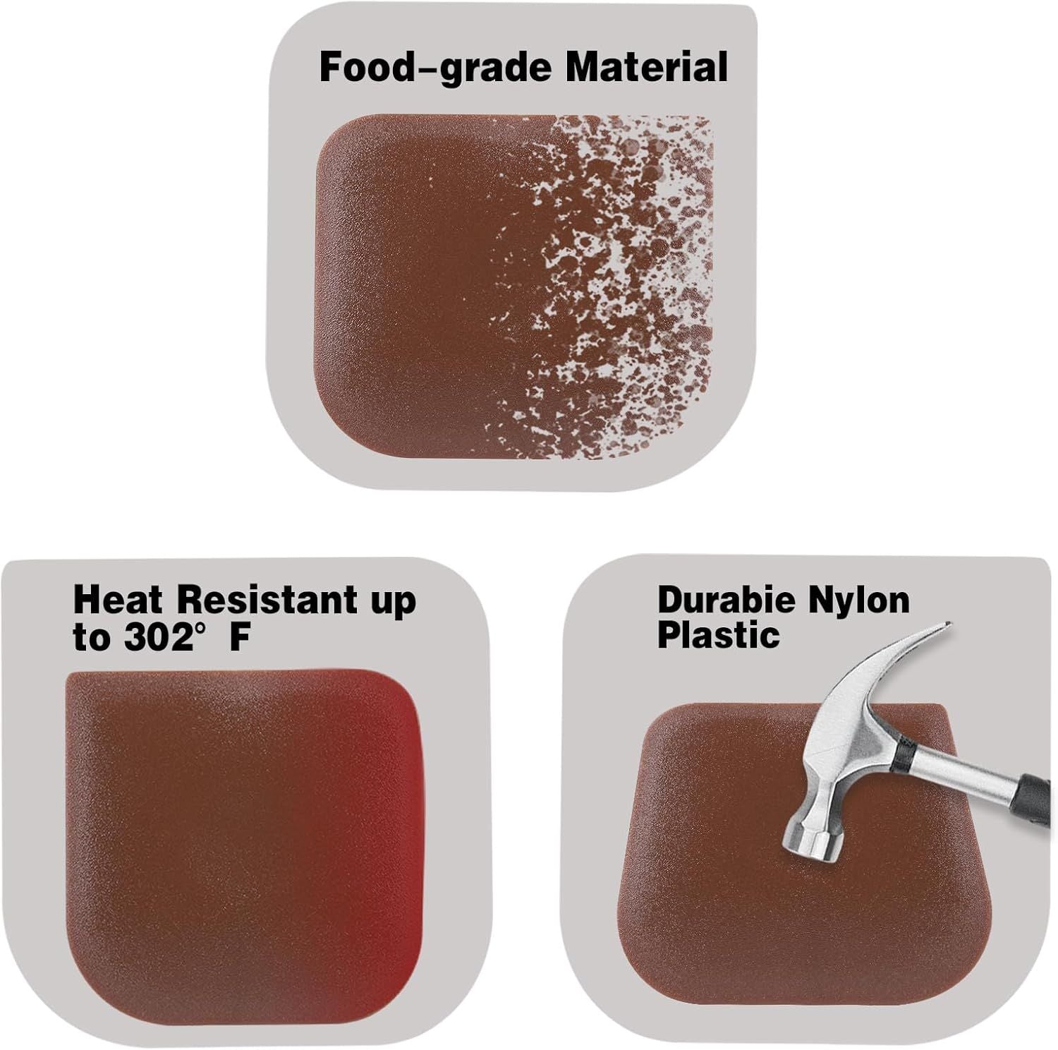 10 Pcs Pan Scrapers,Plastic Scraper Pot and Pan Cleaning Tools Brown Kitchen Scraper for Pot,Wok,Skillet,Grill