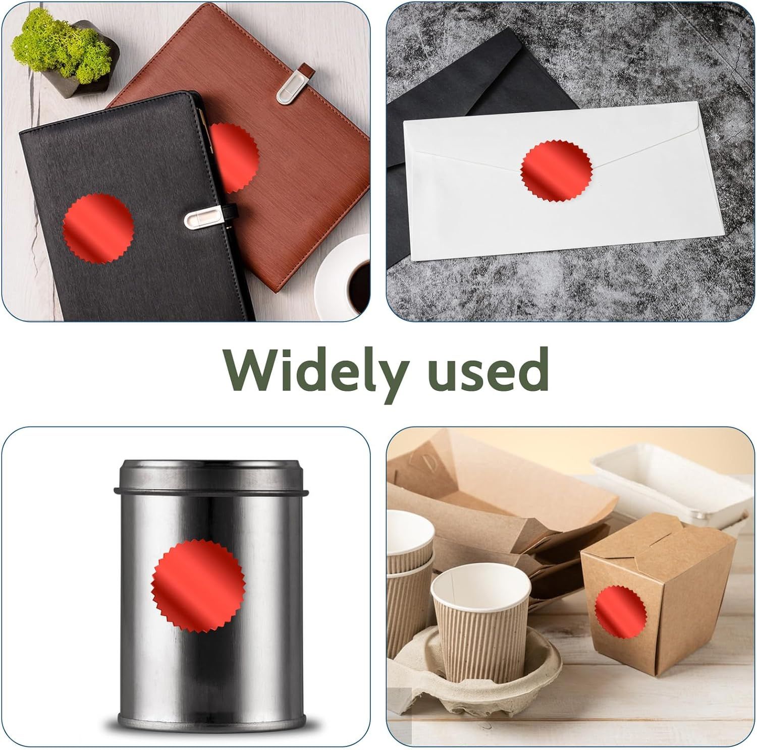 Red Embossing Stickers 2" Round Labels Foil Blank Stickers Metallic Seals for Package, Wedding Envelope, Graduation, Valentine's Day，Certificate Wafer Seals with Serrated Edge 250 pcs Per Roll