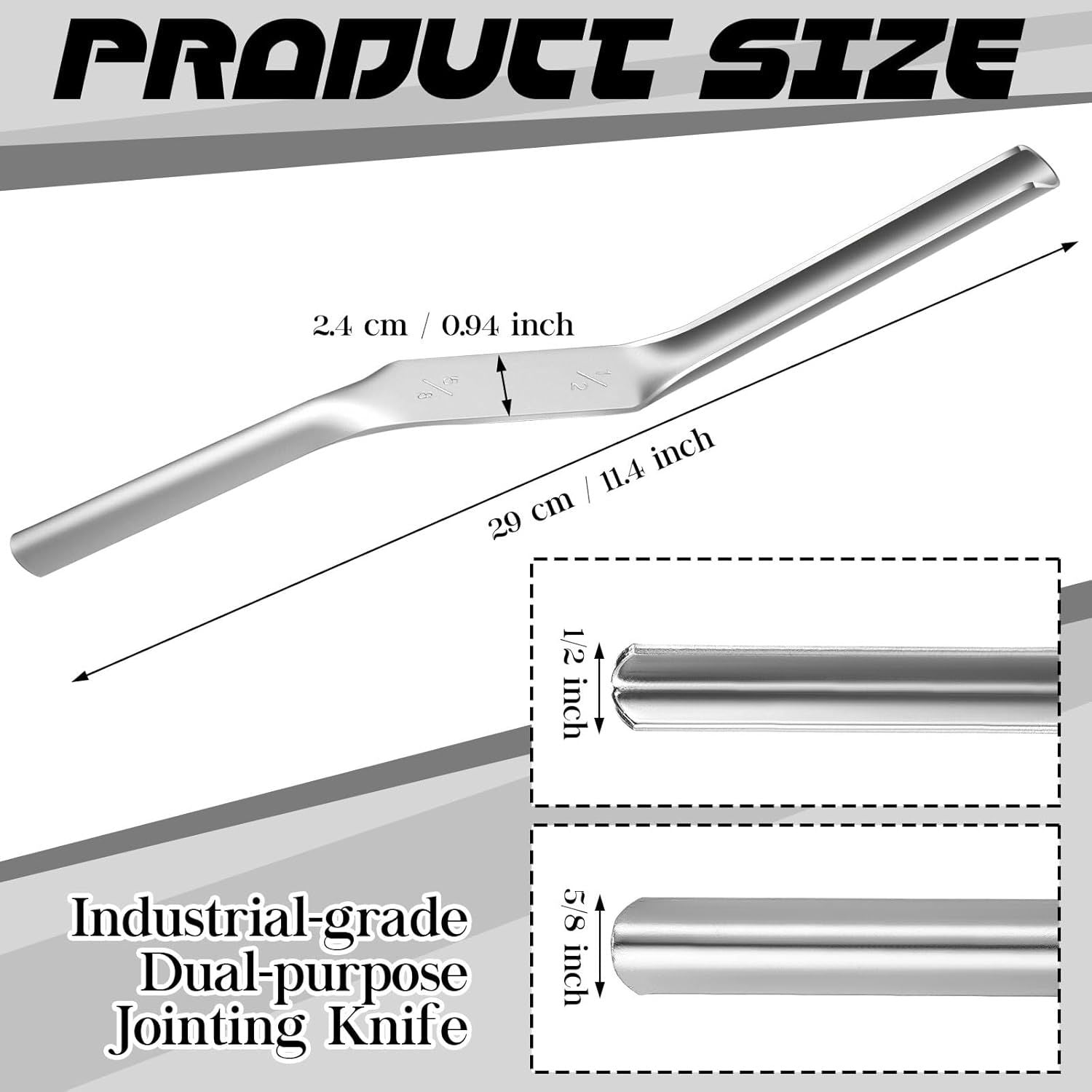 1pcs Tuck Pointing Tools Stainless Steel Masonry Jointer Double Ended Concrete Brick and Block Straightener Tool Wall for Cement Pointing Trowel Tuck Tools 1/2" x5/8"
