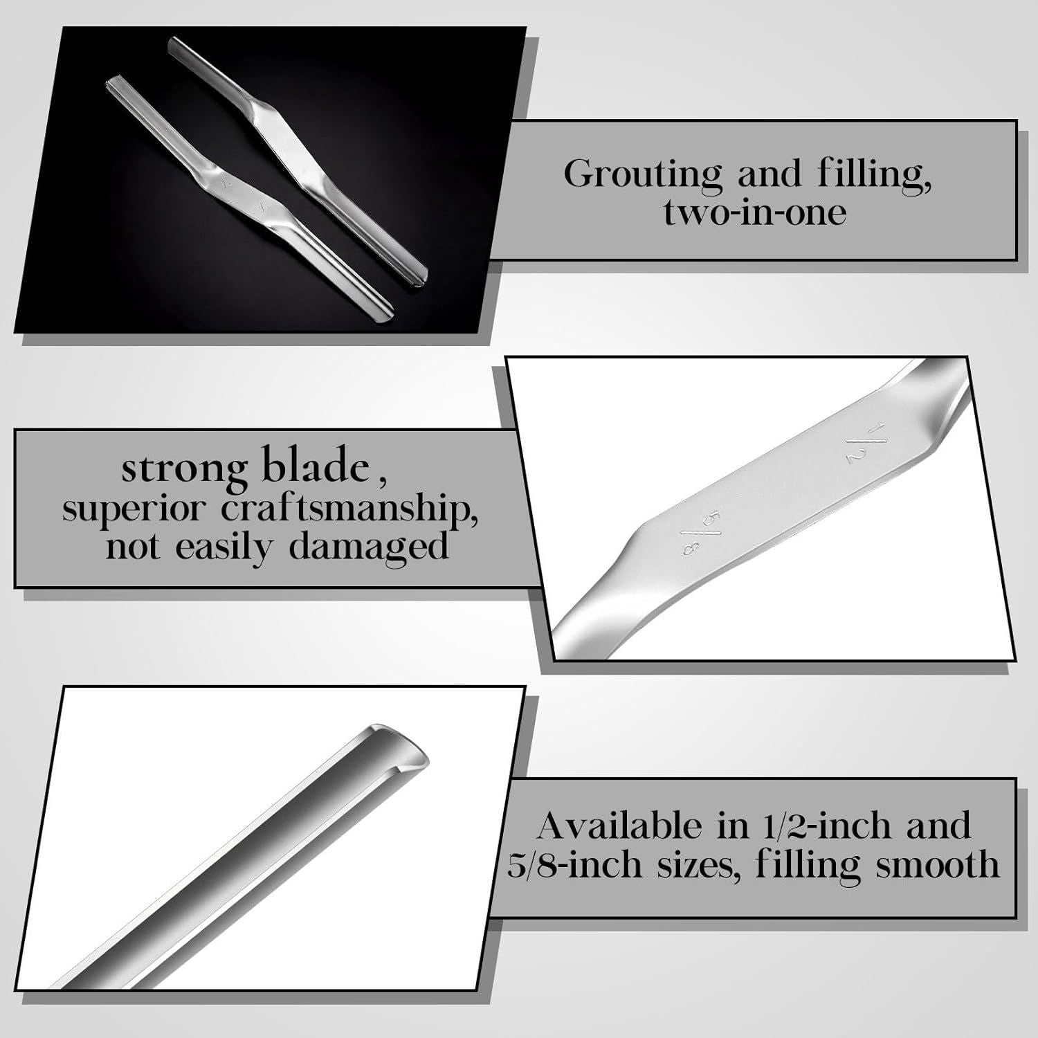1pcs Tuck Pointing Tools Stainless Steel Masonry Jointer Double Ended Concrete Brick and Block Straightener Tool Wall for Cement Pointing Trowel Tuck Tools 1/2" x5/8"