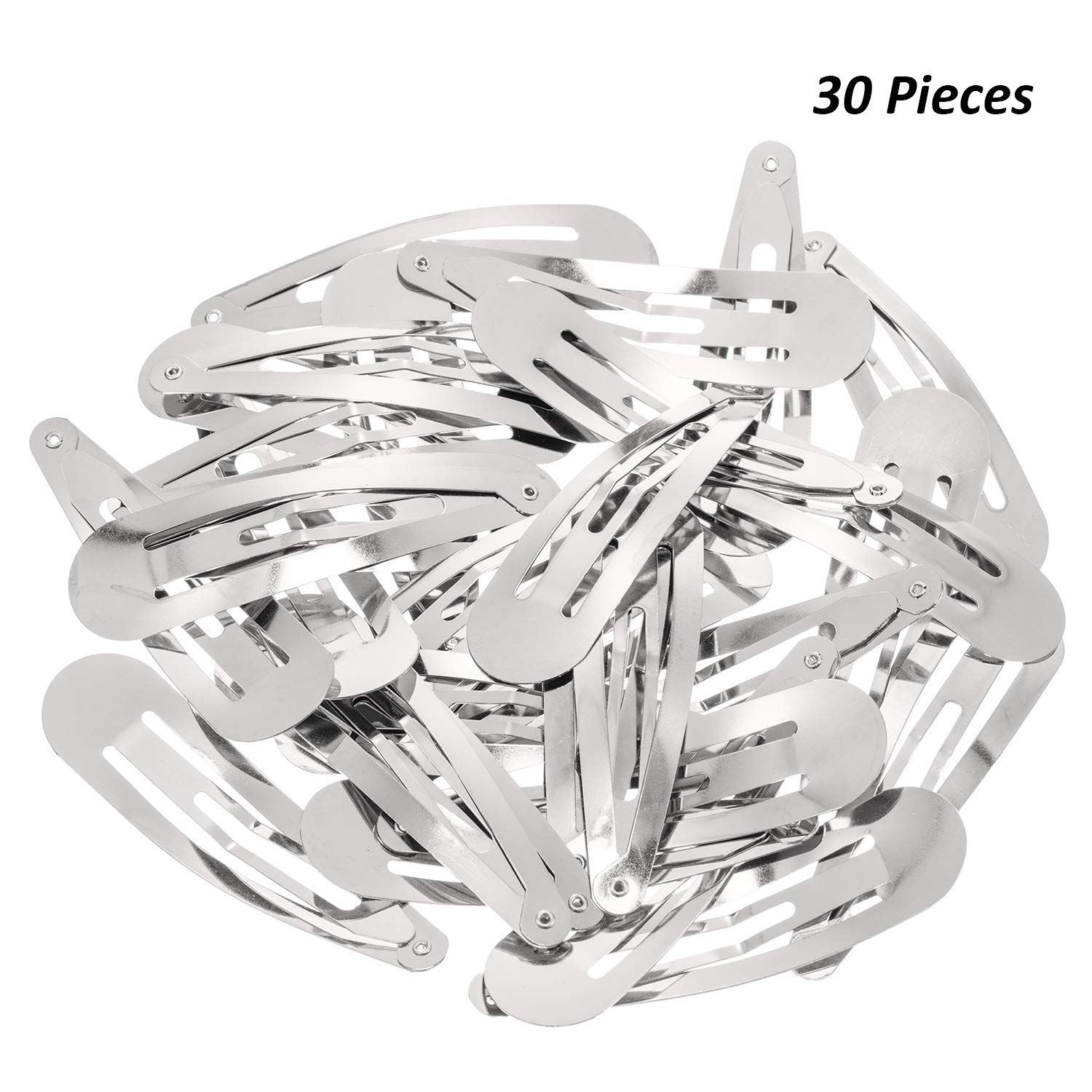 30 Pieces 3.1 Inch Large Metal Snap Hair Clips Nonslip Barrettes Women Hair Accessories Silver