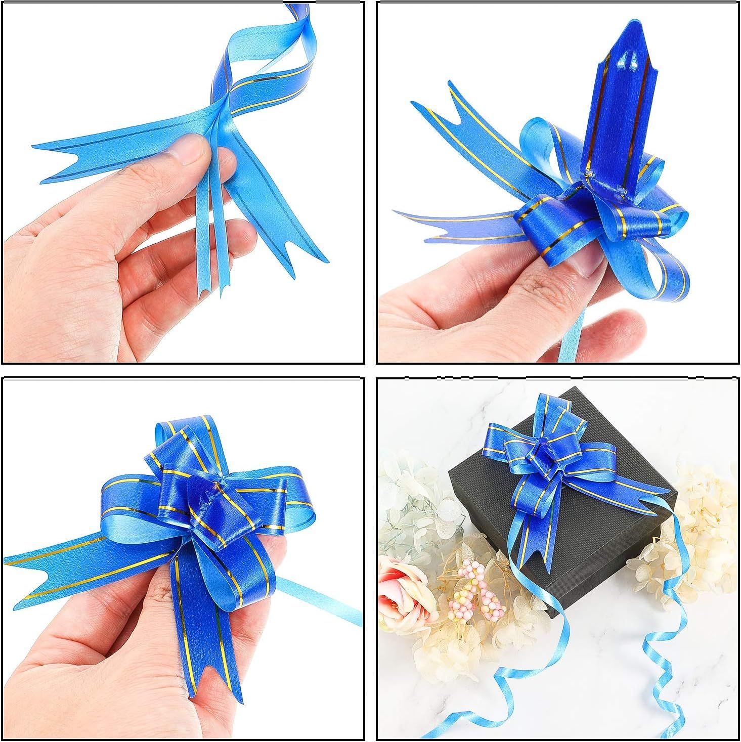 240 Pieces Pull Bows Decorative Assorted Colors Gift Wrap Ribbon Pull Bows for Christmas Wedding Party Birthday Car Holiday Presents Bags Baskets Bottles Decorations, Random Color