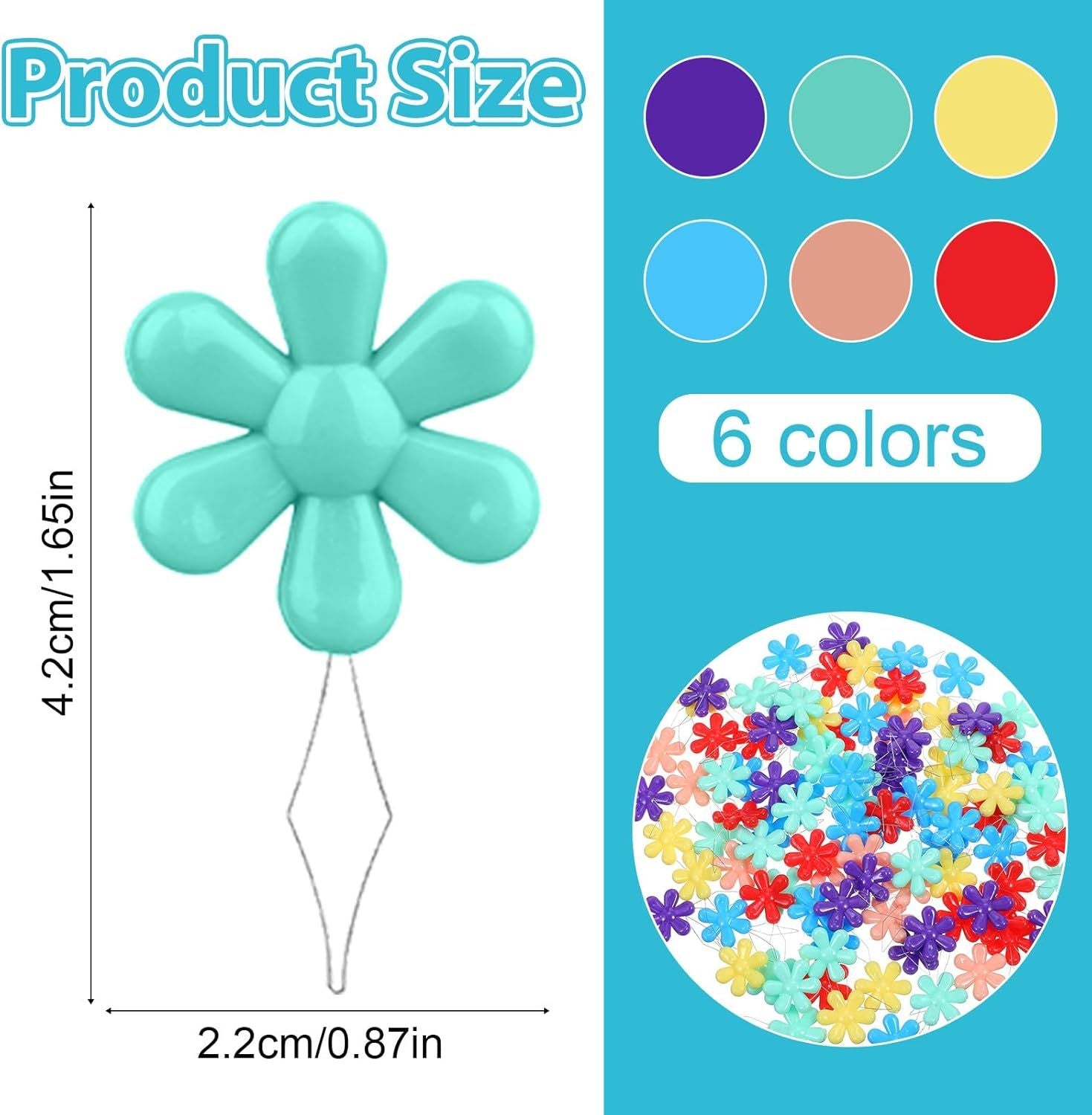 100 PCS Flower Shaped Needle Threaders for Sewing, Multicolor Embroidery Threader, Flower Head Needle Threader for Cross Stitch Sewing Quilting Embroidery Craft