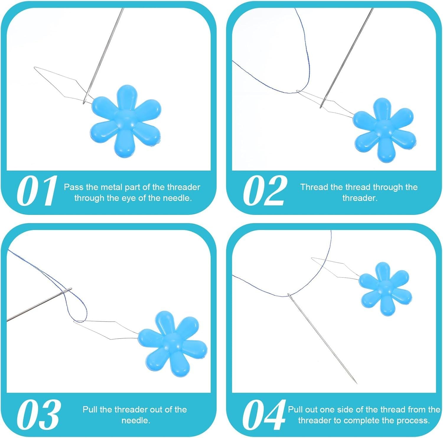 100 PCS Flower Shaped Needle Threaders for Sewing, Multicolor Embroidery Threader, Flower Head Needle Threader for Cross Stitch Sewing Quilting Embroidery Craft