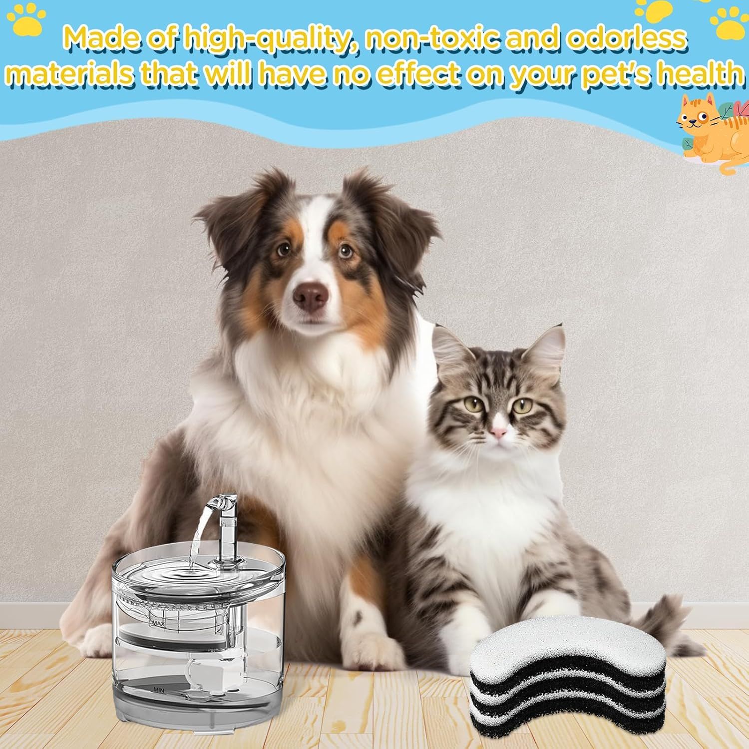 16 Pieces Cat Water Fountain Filters, Water Fountain Filters Replacement for Cat，Water Fountain Fit for Clear Fountain Perfect for NPET WF050 & WF100，Dog Dispenser 16PCS