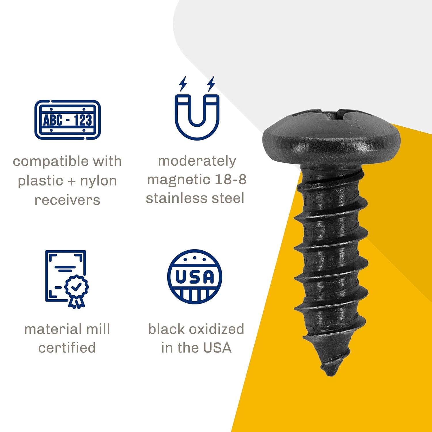 Stainless Steel Screws - Black Head, Oxidized Finish Pack of 4