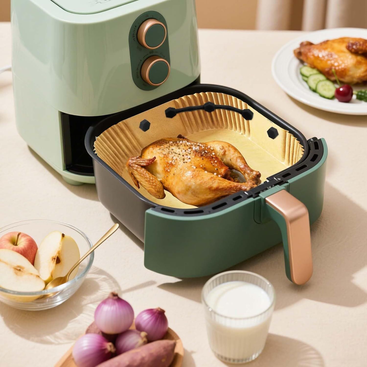 2 Sets Air Fryer Magnet Silicone Buckle, Air Fryer Magnets for Parchment Paper Liners Silicone Magnetic Buckle Prevent Paper Burning Kitchen Accessories Black