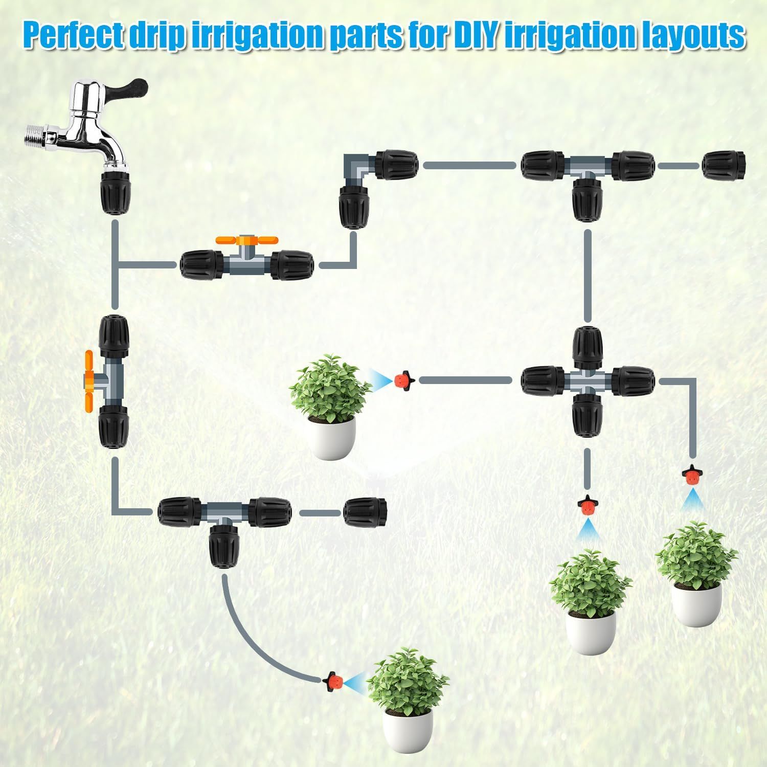 10pcs 1/2 Inch Irrigation End Caps, Anti-Drop Barbed Lock Nut End Hose Plugs Fittings for 1/2" ID x 0.6-0.63" OD 16mm Drip Tubing Connectors for Garden Watering System Drip Line Sprinkler Parts