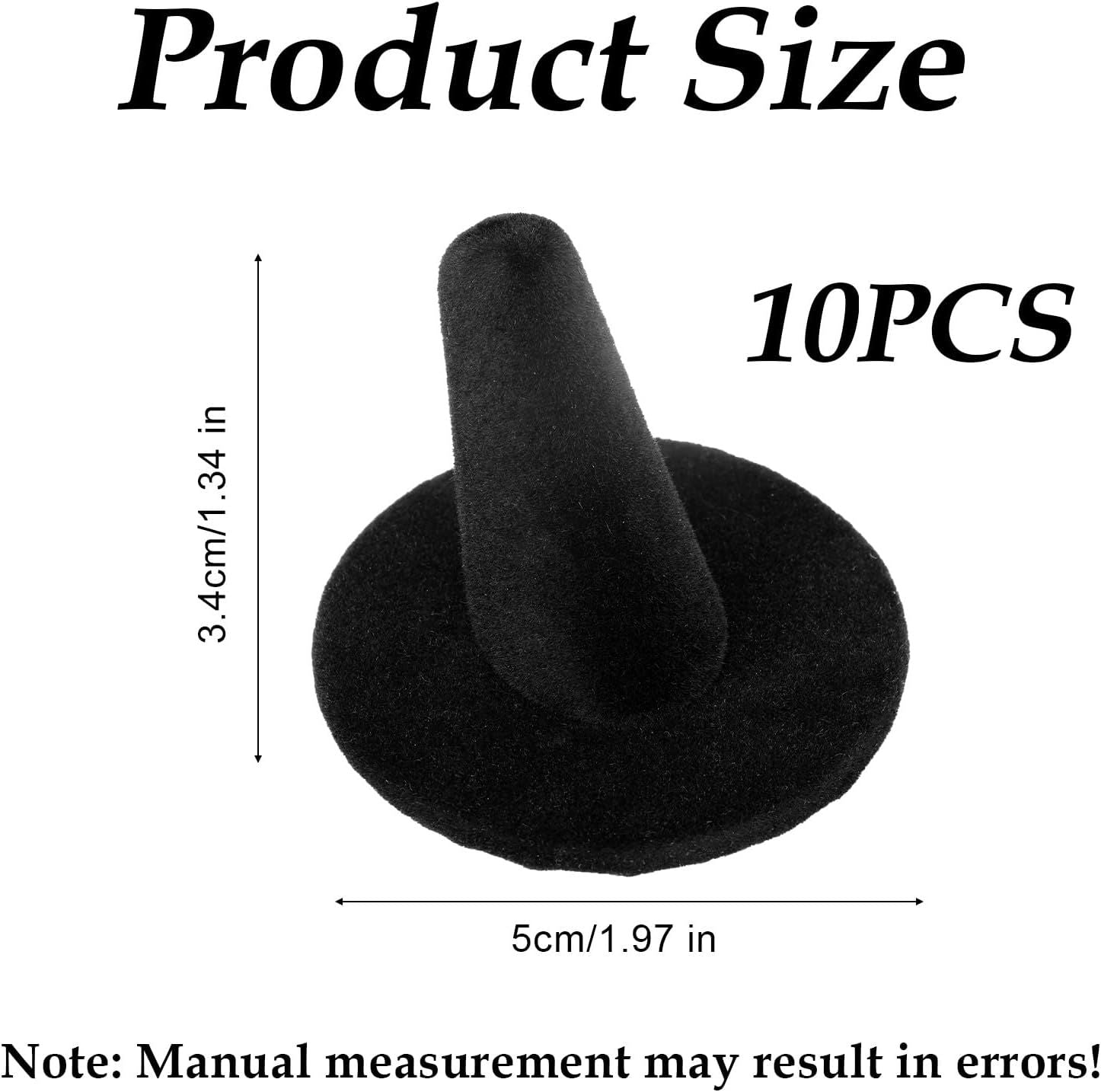 10pcs Black Velvet Ring Display Stand, Ring Holder Organizer Jewelry Storage Case Display Accessories for Vendor Home Shop Counter Showcase