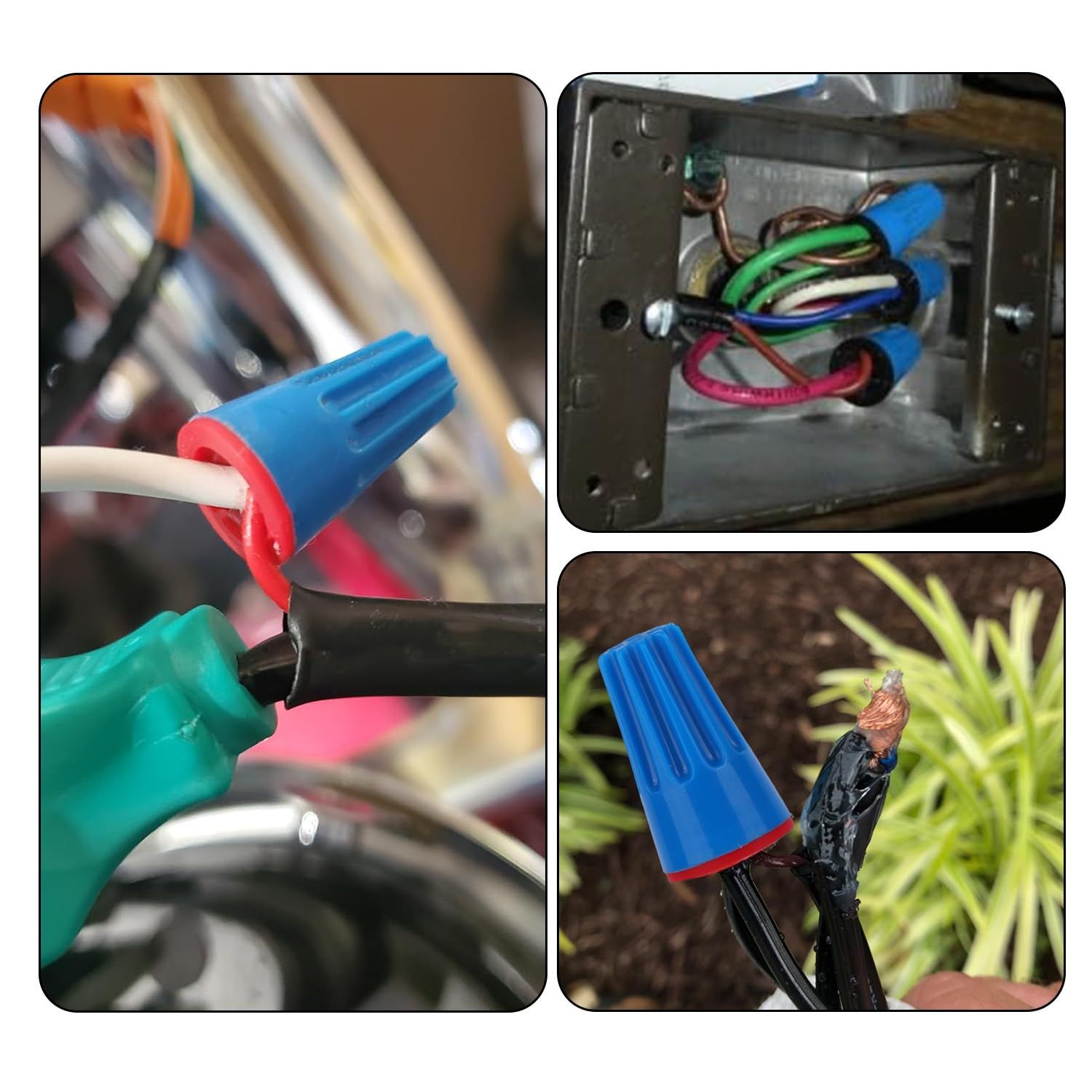 50pcs Waterproof Wire Electrical Connectors, 22AWG-14AWG Low Voltage Outdoor Cap UL Listed Seal Cable Terminal Connector for Landscape Lighting Irrigation Wet Locations