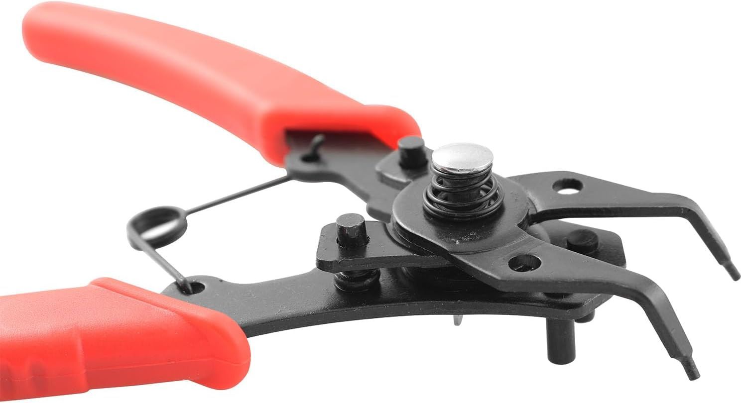 Snap Ring Pliers 1Set 4 In 1 C Clips Removal Retaining Set for Automotive and Engine Repair, Interchangeable Jaw Head 45 90 and 180 Degree Angled Jaws, AC Compressor Clutch Holding Tool