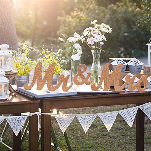 Mr and Mrs Signs Wedding Sweetheart Table Decorations, Wooden Freestanding Letters Wedding Shower Gift Rose gold