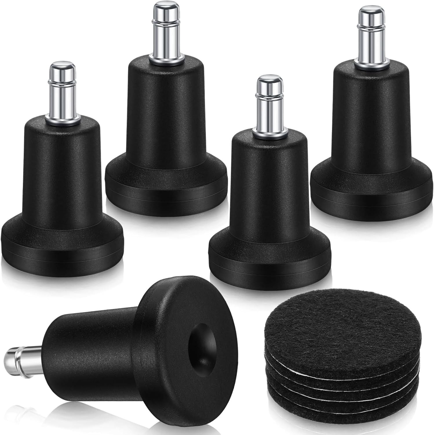 5 Pieces Bell Glides Replacement Office Chair Wheels Stopper Office Chair Swivel Caster Wheels Stool Bell Glides with Separate Self Adhesive Pads High Profile