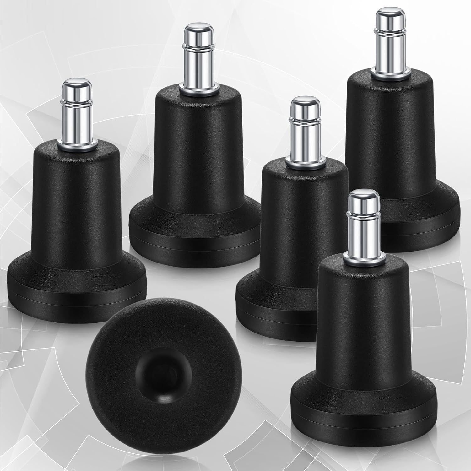5 Pieces Bell Glides Replacement Office Chair Wheels Stopper Office Chair Swivel Caster Wheels Stool Bell Glides with Separate Self Adhesive Pads High Profile