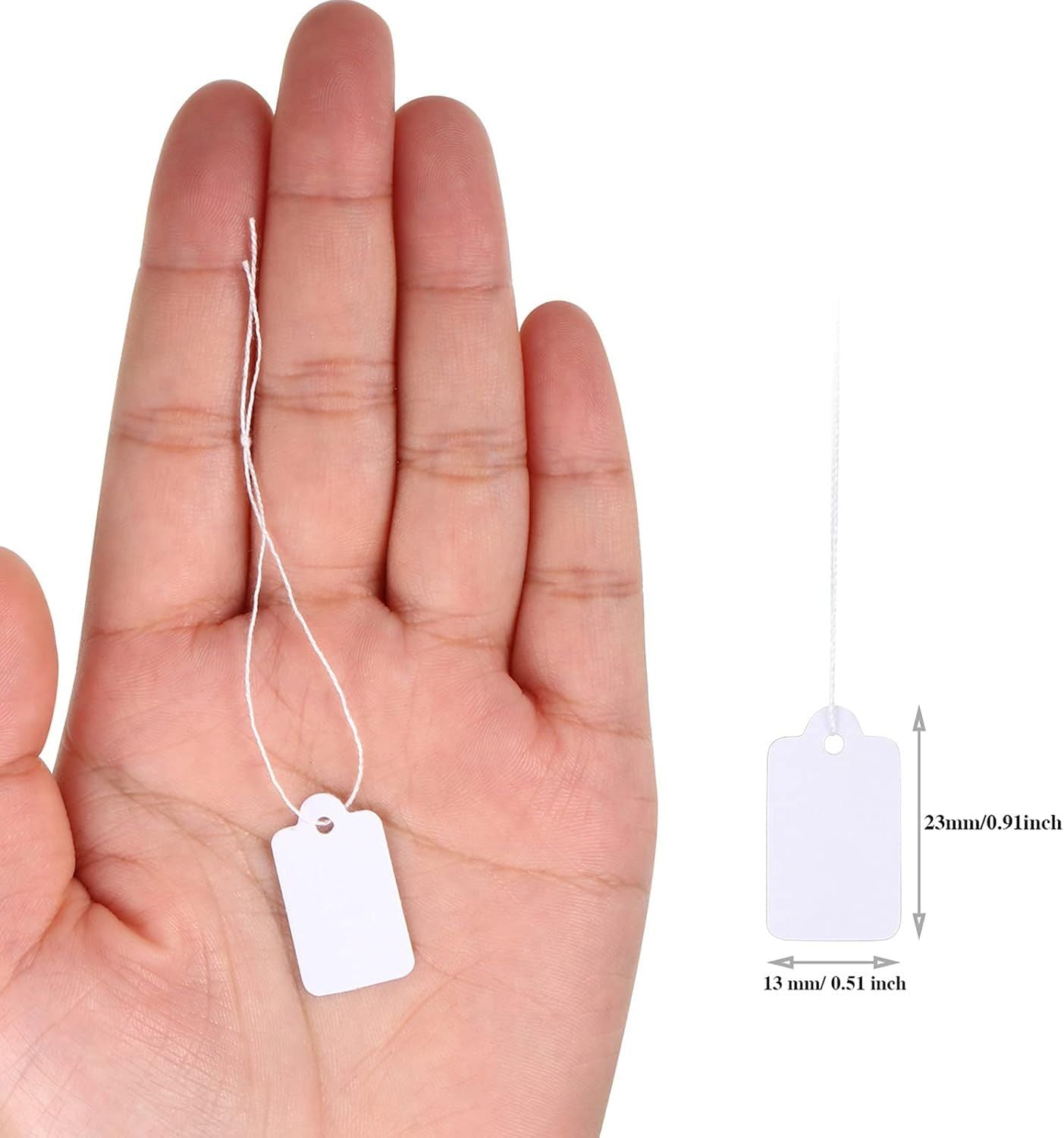 500 Pack White Price Tags with String Attached for Jewelry, Clothing, Gift, Yard Sale, Garage Supplies Vintage Style,23 x 13 mm