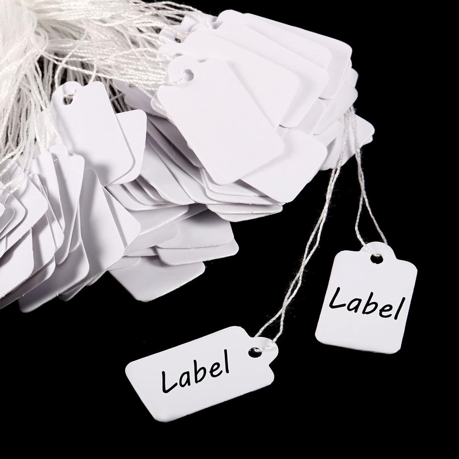 500 Pack White Price Tags with String Attached for Jewelry, Clothing, Gift, Yard Sale, Garage Supplies Vintage Style,23 x 13 mm