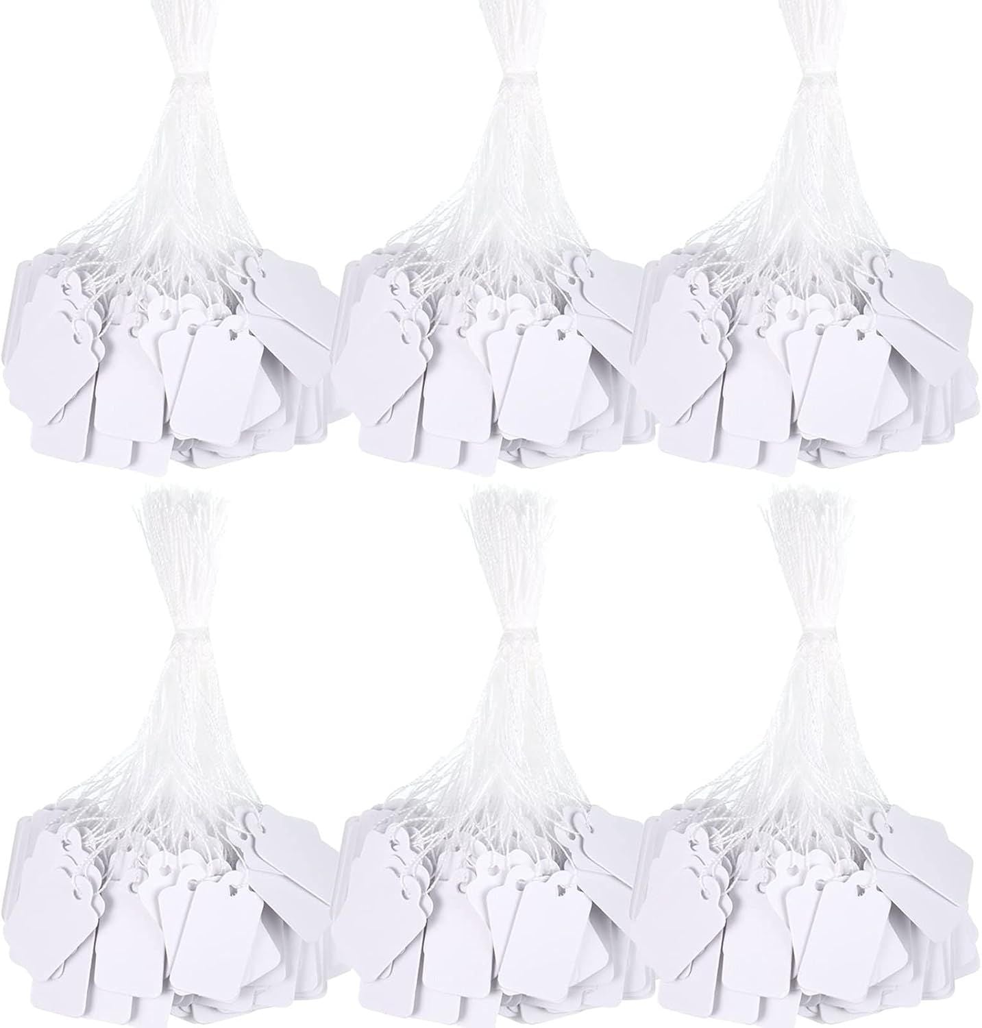 500 Pack White Price Tags with String Attached for Jewelry, Clothing, Gift, Yard Sale, Garage Supplies Vintage Style,23 x 13 mm