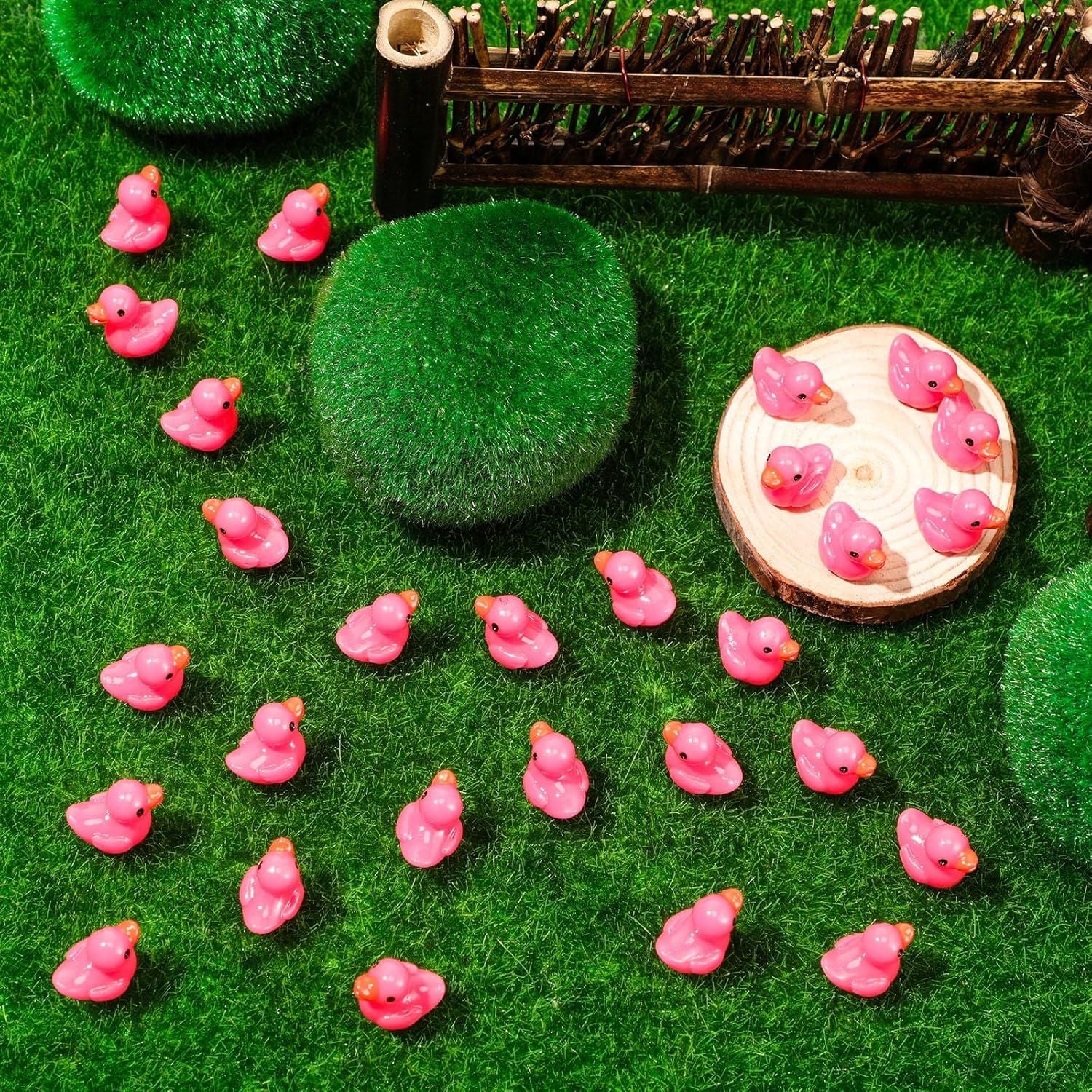 150 Pcs Mini Resin Ducks Pink Tiny Ducks Miniature Duckies Bulk Small Plastic Duckies Figures for Office Home Hide and Seek Prank Game Craft Dollhouse Party Favor Gift Valentine