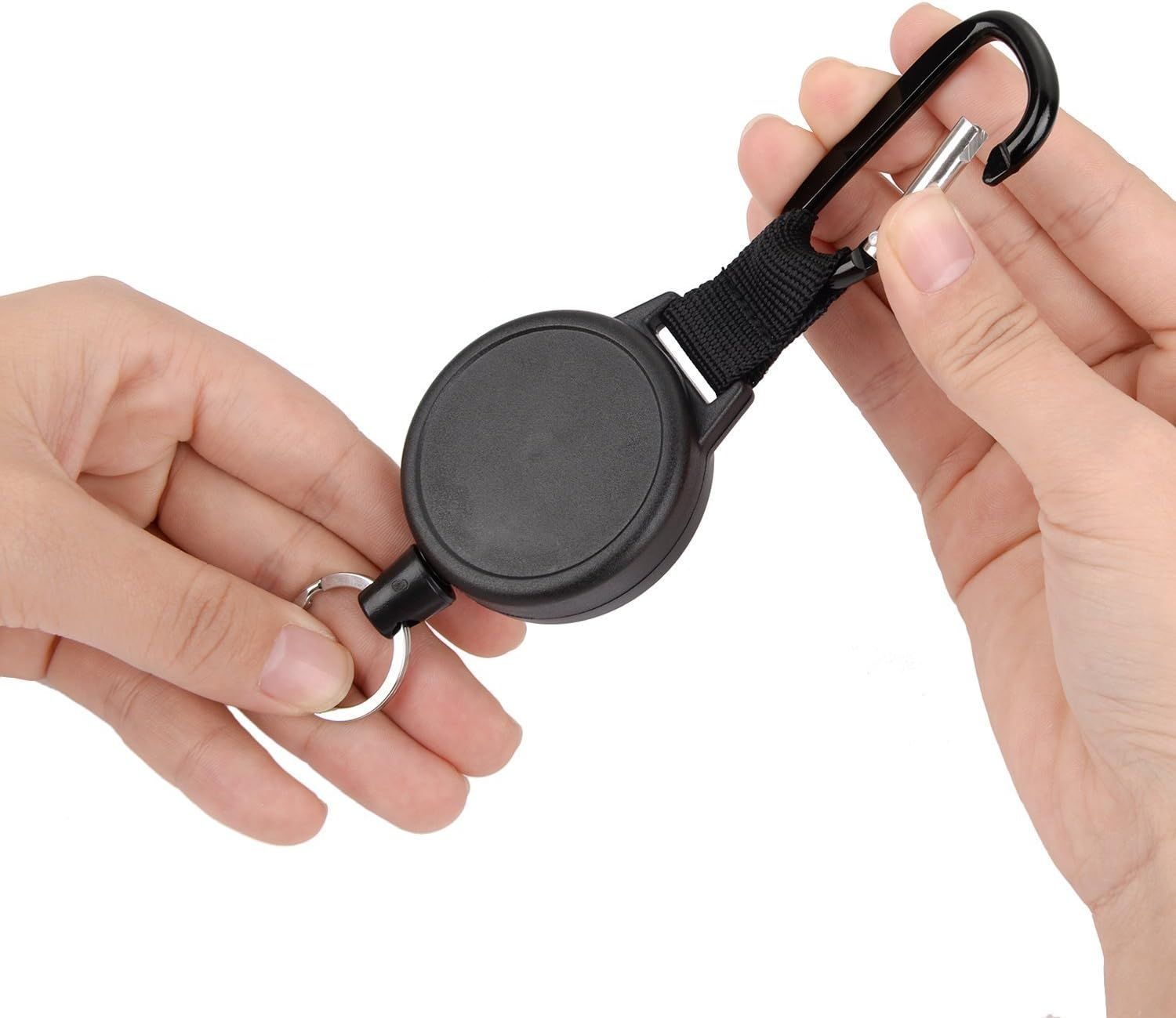 Retractable Keychain Black Badge Reels with 39 Inches Steel Wire Rope Heavy Duty Badge Holders for ID Card Key Chains Office Worker Doctor Nurse Employee Students 2 Pieces