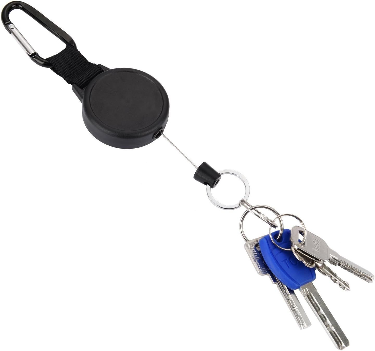 Retractable Keychain Black Badge Reels with 39 Inches Steel Wire Rope Heavy Duty Badge Holders for ID Card Key Chains Office Worker Doctor Nurse Employee Students 2 Pieces
